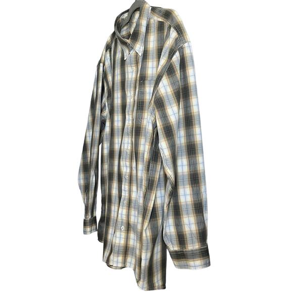 ROPER LONG SLEEVE WESTERN BUTTON SHIRT, MENS, 2XL, YELLOW GREEN WHITE BLUE PLAID - Picture 3 of 12